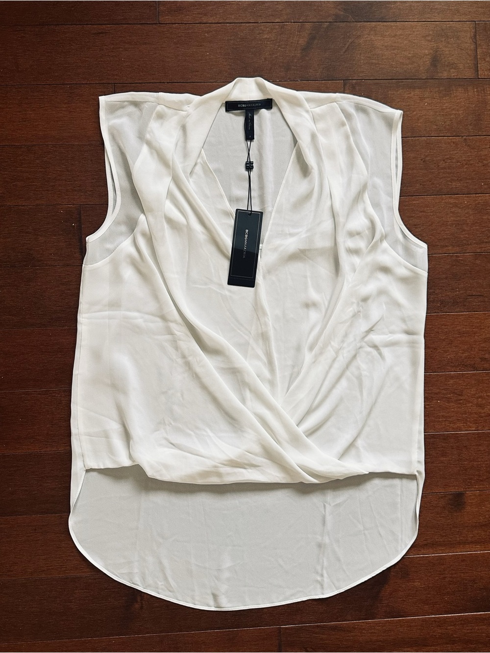 BCBGMaxAzria Sleeveless Draped Top - White